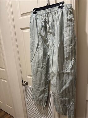 Men's Light Green Striped Drawstring Lounge Pants